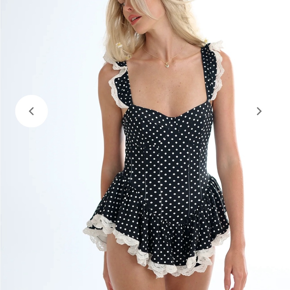 Selkie The Black Polka Dot Fairy Suit S one piece swimdress